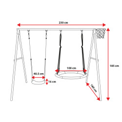 HUŚTAWKA OGRODOWA PIXI 2W1 DLA DZIECI BOCIANIE GNIAZDO 100CM ZE STELAŻEM PIXI-MIX