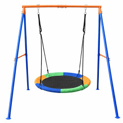 HUŚTAWKA BOCIANIE GNIAZDO DLA DZIECI OGRODOWA 100CM XXL DUŻA ZE STELAŻEM ARIEL-MIX-2