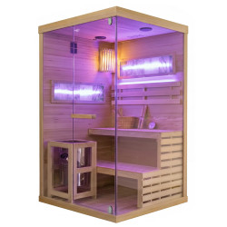 SAUNA FIŃSKA WYSOKOTEMPERATUROWA Z PIECEM LARK1-WD /HARVIA 3,5KW 1-2 OSOBOWA 120x120 CM