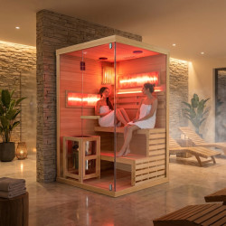 SAUNA FIŃSKA WYSOKOTEMPERATUROWA Z PIECEM LARK1-WD /HARVIA 3,5KW 1-2 OSOBOWA 120x120 CM