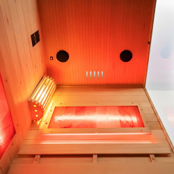 SAUNA FIŃSKA WYSOKOTEMPERATUROWA Z PIECEM LARK1-WD /HARVIA 3,5KW 1-2 OSOBOWA 120x120 CM
