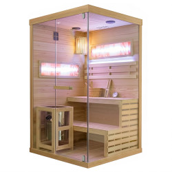 SAUNA FIŃSKA WYSOKOTEMPERATUROWA Z PIECEM LARK1-WD /HARVIA 3,5KW 1-2 OSOBOWA 120x120 CM