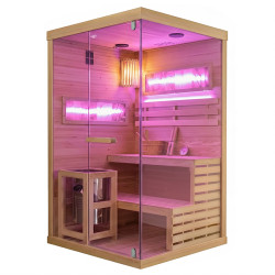 SAUNA FIŃSKA WYSOKOTEMPERATUROWA Z PIECEM LARK1-WD /HARVIA 3,5KW 1-2 OSOBOWA 120x120 CM
