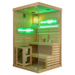 SAUNA FIŃSKA WYSOKOTEMPERATUROWA Z PIECEM LARK1-WD /HARVIA 3,5KW 1-2 OSOBOWA 120x120 CM