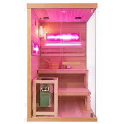 SAUNA FIŃSKA WYSOKOTEMPERATUROWA Z PIECEM LARK1-WD /HARVIA 3,5KW 1-2 OSOBOWA 120x120 CM