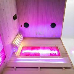 SAUNA FIŃSKA WYSOKOTEMPERATUROWA Z PIECEM LARK1-WD /HARVIA 3,5KW 1-2 OSOBOWA 120x120 CM