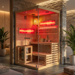 SAUNA FIŃSKA WYSOKOTEMPERATUROWA Z PIECEM LARK1-WD /HARVIA 3,5KW 1-2 OSOBOWA 120x120 CM