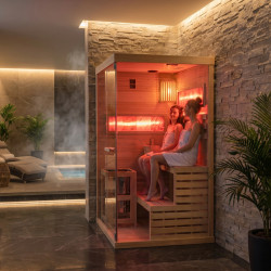 SAUNA FIŃSKA WYSOKOTEMPERATUROWA Z PIECEM LARK1-WD /HARVIA 3,5KW 1-2 OSOBOWA 120x120 CM