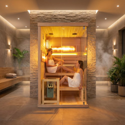 SAUNA FIŃSKA WYSOKOTEMPERATUROWA Z PIECEM LARK1-WD /HARVIA 3,5KW 1-2 OSOBOWA 120x120 CM