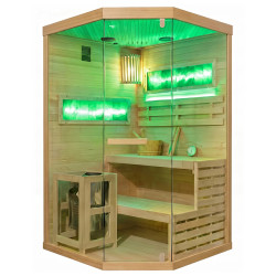SAUNA FIŃSKA WYSOKOTEMPERATUROWA Z PIECEM LARK2-WD/HARVIA 3,5KW 1-2 OSOBOWA 120x120 CM