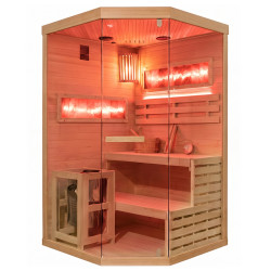 SAUNA FIŃSKA WYSOKOTEMPERATUROWA Z PIECEM LARK2-WD/HARVIA 3,5KW 1-2 OSOBOWA 120x120 CM