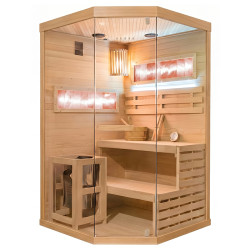 SAUNA FIŃSKA WYSOKOTEMPERATUROWA Z PIECEM LARK2-WD/HARVIA 3,5KW 1-2 OSOBOWA 120x120 CM