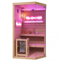 SAUNA FIŃSKA WYSOKOTEMPERATUROWA Z PIECEM LARK2-WD/HARVIA 3,5KW 1-2 OSOBOWA 120x120 CM