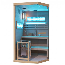 SAUNA FIŃSKA WYSOKOTEMPERATUROWA Z PIECEM LARK2-WD/HARVIA 3,5KW 1-2 OSOBOWA 120x120 CM