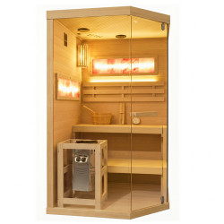 SAUNA FIŃSKA WYSOKOTEMPERATUROWA Z PIECEM LARK2-WD/HARVIA 3,5KW 1-2 OSOBOWA 120x120 CM