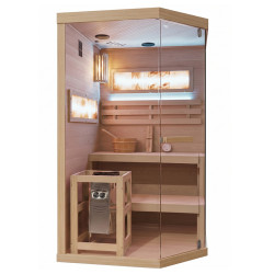 SAUNA FIŃSKA WYSOKOTEMPERATUROWA Z PIECEM LARK2-WD/HARVIA 3,5KW 1-2 OSOBOWA 120x120 CM