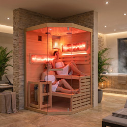 SAUNA FIŃSKA WYSOKOTEMPERATUROWA Z PIECEM LARK2-WD/HARVIA 3,5KW 1-2 OSOBOWA 120x120 CM