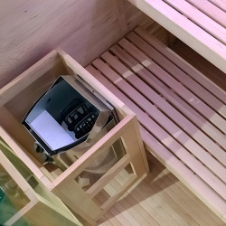 SAUNA FIŃSKA WYSOKOTEMPERATUROWA Z PIECEM LARK2-WD/HARVIA 3,5KW 1-2 OSOBOWA 120x120 CM