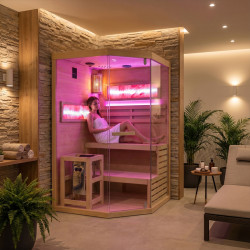 SAUNA FIŃSKA WYSOKOTEMPERATUROWA Z PIECEM LARK2-WD/HARVIA 3,5KW 1-2 OSOBOWA 120x120 CM