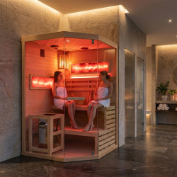 SAUNA FIŃSKA WYSOKOTEMPERATUROWA Z PIECEM LARK2-WD/HARVIA 3,5KW 1-2 OSOBOWA 120x120 CM