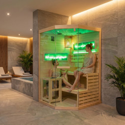 SAUNA FIŃSKA WYSOKOTEMPERATUROWA Z PIECEM LARK2-WD/HARVIA 3,5KW 1-2 OSOBOWA 120x120 CM