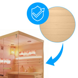 SAUNA FIŃSKA WYSOKOTEMPERATUROWA Z PIECEM LARK3-WD/HARVIA 4,5KW 3-4 OSOBOWA 140x150 CM