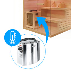 SAUNA FIŃSKA WYSOKOTEMPERATUROWA Z PIECEM LARK3-WD/HARVIA 4,5KW 3-4 OSOBOWA 140x150 CM