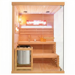 SAUNA FIŃSKA WYSOKOTEMPERATUROWA Z PIECEM LARK3-WD/HARVIA 4,5KW 3-4 OSOBOWA 140x150 CM