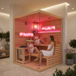 SAUNA FIŃSKA WYSOKOTEMPERATUROWA Z PIECEM LARK3-WD/HARVIA 4,5KW 3-4 OSOBOWA 140x150 CM