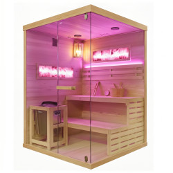 SAUNA FIŃSKA WYSOKOTEMPERATUROWA Z PIECEM LARK3-WD/HARVIA 4,5KW 3-4 OSOBOWA 140x150 CM