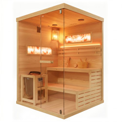 SAUNA FIŃSKA WYSOKOTEMPERATUROWA Z PIECEM LARK3-WD/HARVIA 4,5KW 3-4 OSOBOWA 140x150 CM
