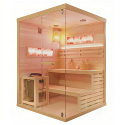 SAUNA FIŃSKA WYSOKOTEMPERATUROWA Z PIECEM LARK3-WD/HARVIA 4,5KW 3-4 OSOBOWA 140x150 CM
