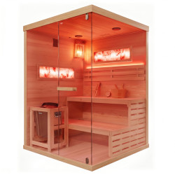 SAUNA FIŃSKA WYSOKOTEMPERATUROWA Z PIECEM LARK3-WD/HARVIA 4,5KW 3-4 OSOBOWA 140x150 CM