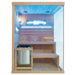 SAUNA FIŃSKA WYSOKOTEMPERATUROWA Z PIECEM LARK3-WD/HARVIA 4,5KW 3-4 OSOBOWA 140x150 CM