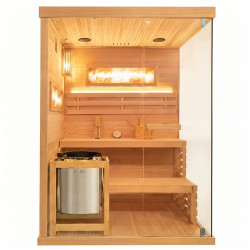 SAUNA FIŃSKA WYSOKOTEMPERATUROWA Z PIECEM LARK3-WD/HARVIA 4,5KW 3-4 OSOBOWA 140x150 CM