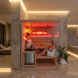 SAUNA FIŃSKA WYSOKOTEMPERATUROWA Z PIECEM LARK3-WD/HARVIA 4,5KW 3-4 OSOBOWA 140x150 CM