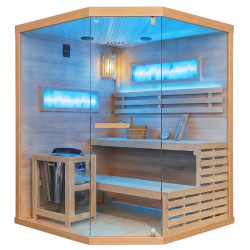 SAUNA FIŃSKA WYSOKOTEMPERATUROWA Z PIECEM LARK4-WD/HARVIA 6KW 4-5 OSOBOWA 150x150 CM