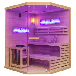 SAUNA FIŃSKA WYSOKOTEMPERATUROWA Z PIECEM LARK4-WD/HARVIA 6KW 4-5 OSOBOWA 150x150 CM