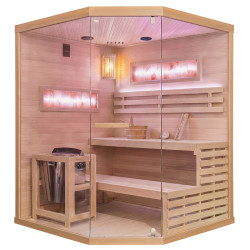SAUNA FIŃSKA WYSOKOTEMPERATUROWA Z PIECEM LARK4-WD/HARVIA 6KW 4-5 OSOBOWA 150x150 CM