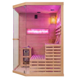 SAUNA FIŃSKA WYSOKOTEMPERATUROWA Z PIECEM LARK4-WD/HARVIA 6KW 4-5 OSOBOWA 150x150 CM