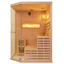 SAUNA FIŃSKA WYSOKOTEMPERATUROWA Z PIECEM LARK4-WD/HARVIA 6KW 4-5 OSOBOWA 150x150 CM