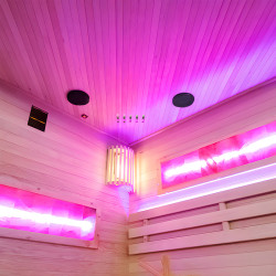 SAUNA FIŃSKA WYSOKOTEMPERATUROWA Z PIECEM LARK4-WD/HARVIA 6KW 4-5 OSOBOWA 150x150 CM
