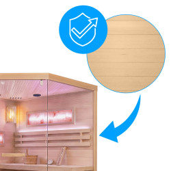 SAUNA FIŃSKA WYSOKOTEMPERATUROWA Z PIECEM LARK4-WD/HARVIA 6KW 4-5 OSOBOWA 150x150 CM