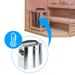 SAUNA FIŃSKA WYSOKOTEMPERATUROWA Z PIECEM LARK4-WD/HARVIA 6KW 4-5 OSOBOWA 150x150 CM