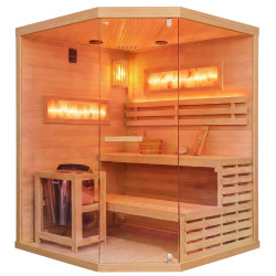 SAUNA FIŃSKA WYSOKOTEMPERATUROWA Z PIECEM LARK4-WD/HARVIA 6KW 4-5 OSOBOWA 150x150 CM