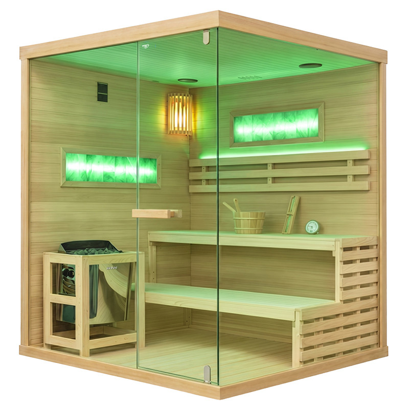 SAUNA FIŃSKA WYSOKOTEMPERATUROWA Z PIECEM LARK5-WD/HARVIA 6KW 4-5 OSOBOWA 180x160 CM