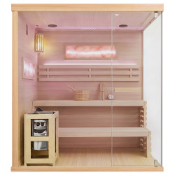 SAUNA FIŃSKA WYSOKOTEMPERATUROWA Z PIECEM LARK5-WD/HARVIA 6KW 4-5 OSOBOWA 180x160 CM