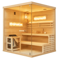 SAUNA FIŃSKA WYSOKOTEMPERATUROWA Z PIECEM LARK5-WD/HARVIA 6KW 4-5 OSOBOWA 180x160 CM