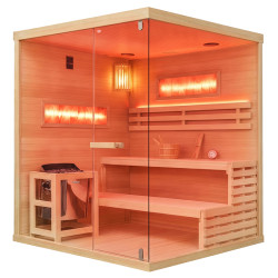 SAUNA FIŃSKA WYSOKOTEMPERATUROWA Z PIECEM LARK5-WD/HARVIA 6KW 4-5 OSOBOWA 180x160 CM