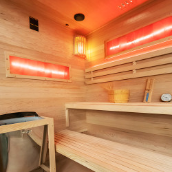 SAUNA FIŃSKA WYSOKOTEMPERATUROWA Z PIECEM LARK5-WD/HARVIA 6KW 4-5 OSOBOWA 180x160 CM